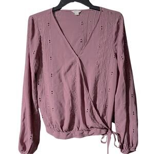 Aeropostal bohemian lacelike  eyelet detail cutouts style wrap top.  Size L